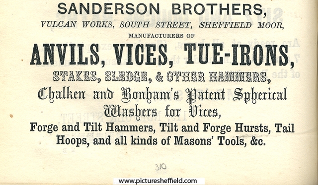 Sanderson Brothers, Vulcan Works, South Street