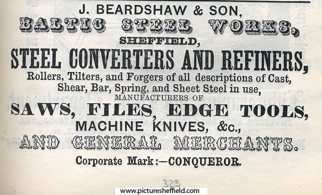 J. Beardshaw and Son, steel converters and refiners etc., Baltic Steel Works, Attercliffe 
