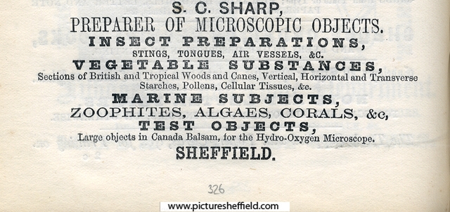 S.C. Sharp, preparer of microscopic objects, 