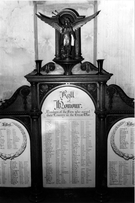 First World War Roll of Honour for William Hutton and Sons at Kelham Island Industrial Museum