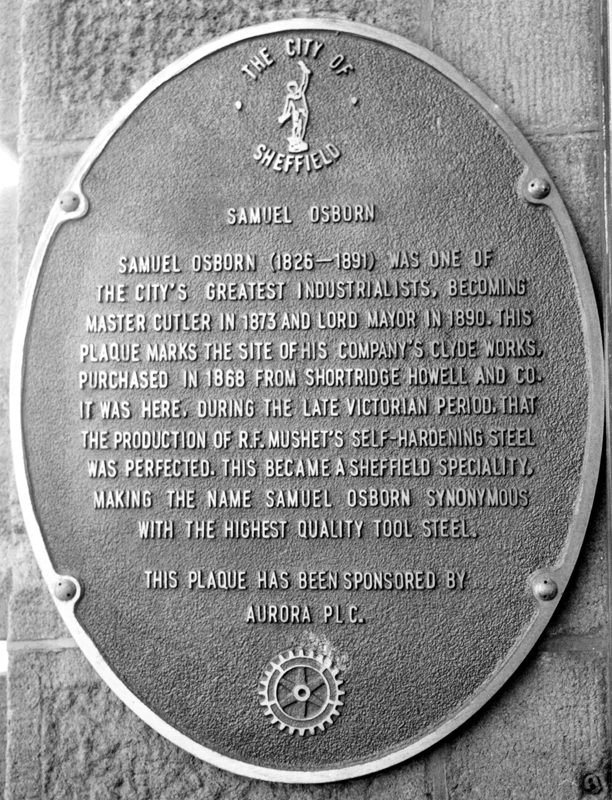 Plaque to Samuel Osborn (1826-1891) situated at No. 48 Wicker, Sheffield Caribbean Community Association, formerly offices for Samuel Osborn and Co., Clyde Steel Works Works