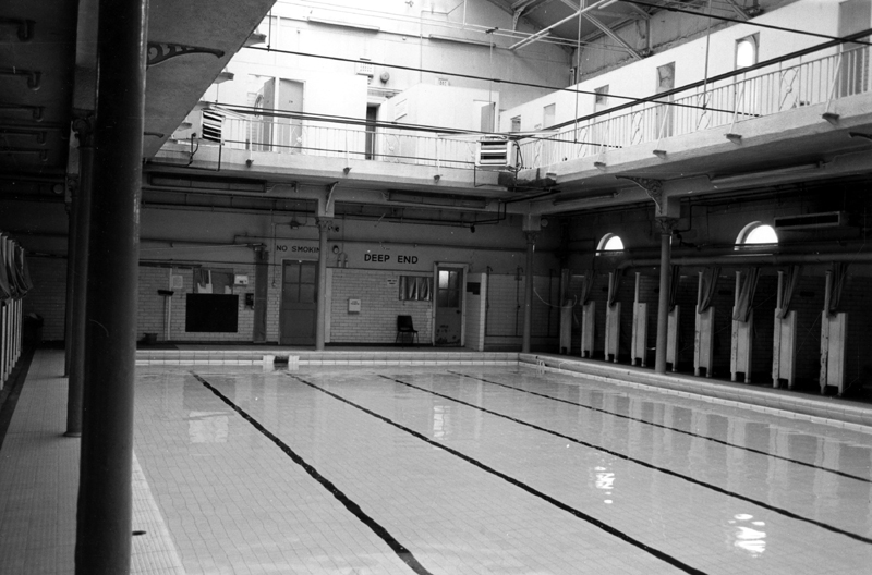 Deep end and changing cubicles at Attercliffe Road Swimming Baths, Nos. 870 - 872 Attercliffe Road