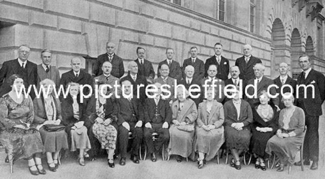 Sheffield Musical Union officers and committee pictured outside the City Hall, Barkers Pool