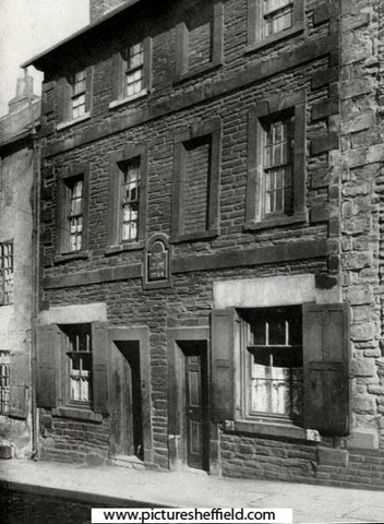 Property at Hawley Croft (demolished c. 1907) which was rented by John Rodgers, cutler in the 18th century