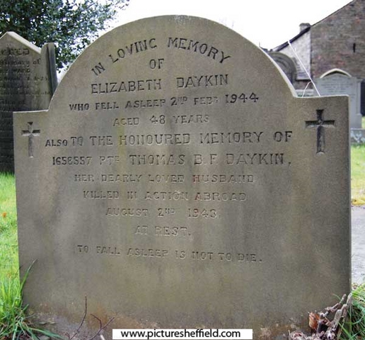 Elizabeth and Thomas Daykin gravestone, Dore