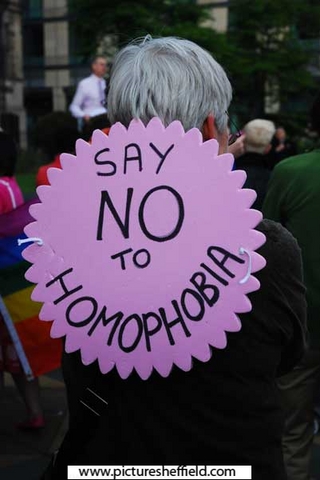 Say no to Homophobia - International Day Against Homophobia and Transphobia (IDAHO), Peace Gardens, Sheffield