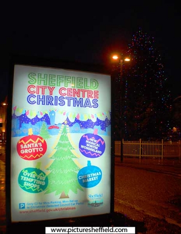Illuminated Christmas display sign, Pinstone Street