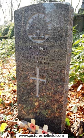 Memorial to Lieutenant Joseph Austen Sorby, Australian Field Artillery (8th Brigade),  4 Apr 1918, aged 22,  Ecclesall Churchyard