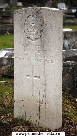 Memorial to Driver (T/214557) John Herbert Matthews, Royal Army Service Corps, 30 Sep 1943, aged 42, Abbey Lane Cemetery