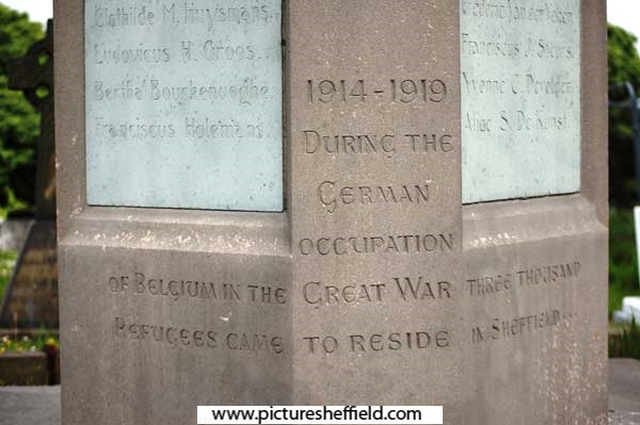 Detail on Belgian War Memorial, City Road Cemetery