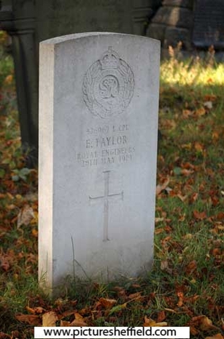 Christ Church churchyard, Fulwood, memorial to Lance Corporal Edgar Taylor, Royal Engineers, 28 May 1919