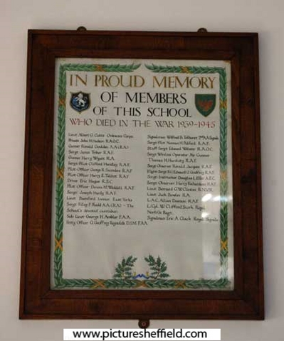 War memorial, City Secondary School / City Grammar School in City School, Stradbroke Road