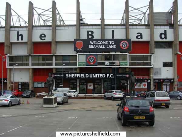 Main entrance and car park at Sheffield United FC, Cherry Street