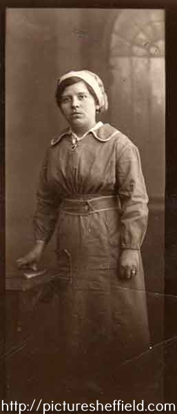 Emily Hart (nee Angus), a munitions worker during World War One at Thomas W. Ward Limited, Attercliffe