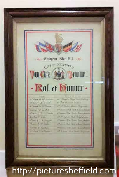 City of Sheffield Town Clerk's Department, roll of honour