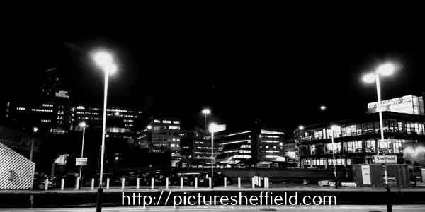 Night time cityscape from Sheffield Midland station