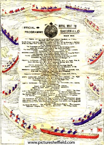 Official programme for the visit of Queen Victoria to Sheffield