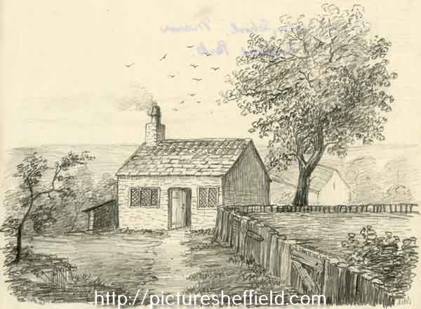 The first 'Sunday School', Manor Sheffield Park, sketched by John Holland Brammall (when a boy)