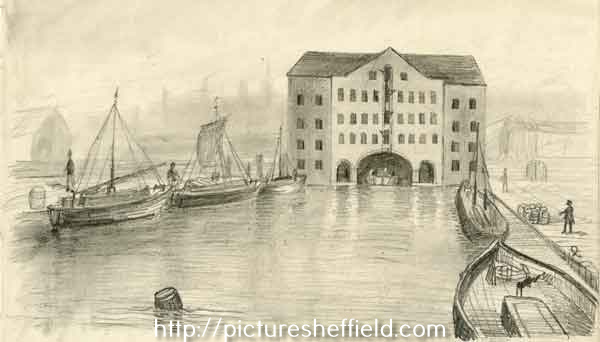 Sheffield Canal, sketched by John Holland Brammall (when a boy)