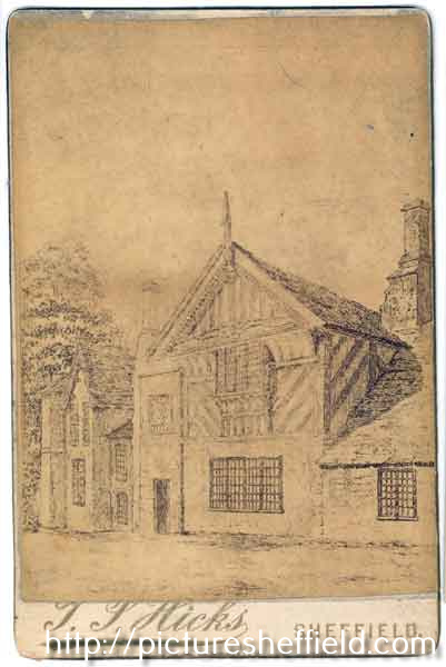 Etching of exterior of Broom Hall, Broomhall Road