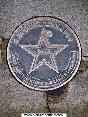 Sheffield Legends plaque - Prof. Barry Hancock, OBE, cancer specialist (installed 2010)