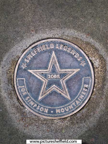 Sheffield Legends plaque - Joe Simpson, mountaineer (installed 2008)
