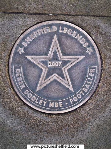 Sheffield Legends plaque - Derek Dooley MBE, footballer (installed 2007)