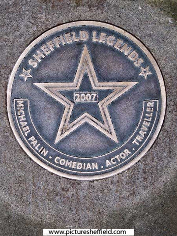 Sheffield Legends plaque - Michael Palin, comedian, actor, traveller (installed 2007)