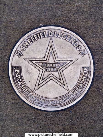 Sheffield Legends plaque - Jessica Ennis, olympic champion heptathlete (installed 2012)