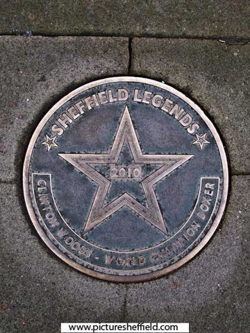 Sheffield Legends plaque - Clinton Woods, world champion boxer (installed 2010)