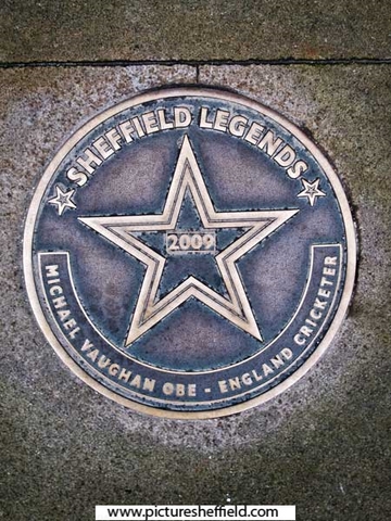 Sheffield Legends plaque - Michael Vaughan, OBE, England cricketer (installed 2009)