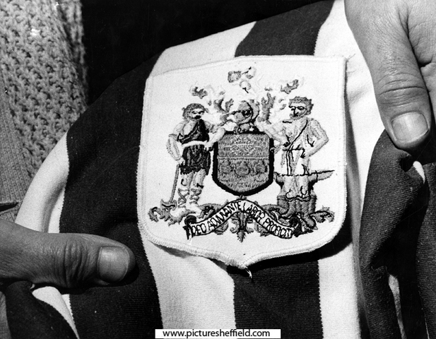 Sheffield Coat of Arms sewn on to a Sheffield United Football Club Shirt