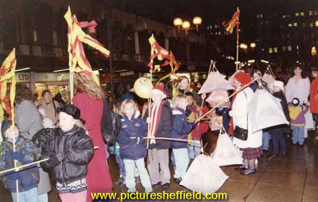 Lanterns procession as part of the Sheffield Childrens Christmas Pageant