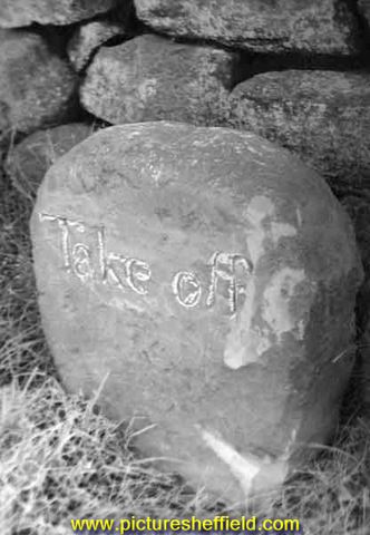 The 'Take off' stone, Mortimer Road, at top of Strines Hill near to the Strines Inn