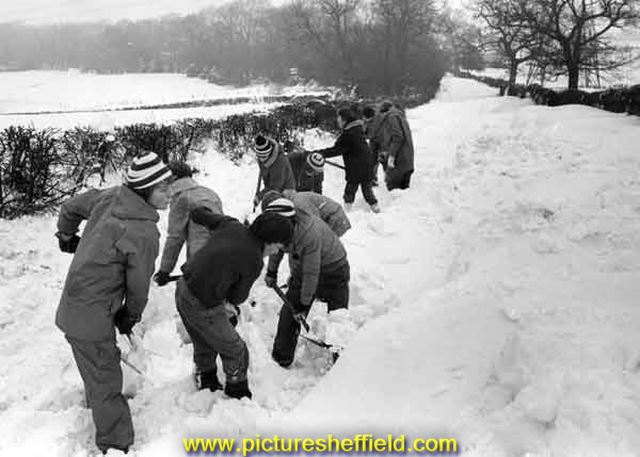 Boy scouts digging out the snow, Lightwood Lane