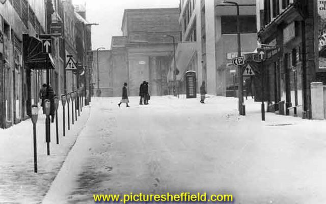 Cambridge Street looking towards the City Hall during snow