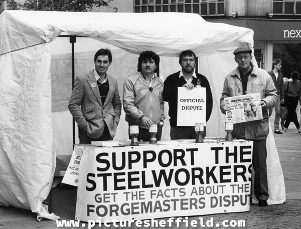 Protest on Fargate during the Sheffield Forgemasters strike