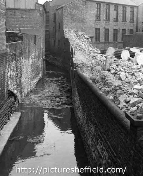 Widening of St. Mary's Gate showing the culverting of the River Porter