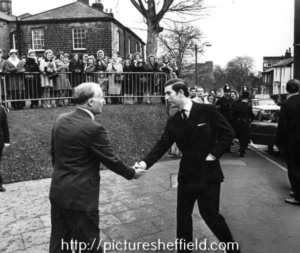 Prince Charles arriving to open the Department of Psychology building, University of Sheffield