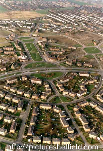 Aerial view of Manor estate showing (bottom) Queen Mary Road (lower centre) Fitzhubert Road and (centre) Fairleigh and Prince of Wales Road