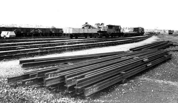Beighton Railway Depot showing (foreground) prafabricated insulated joints and (background) a 6 ton rail mounted crane 
