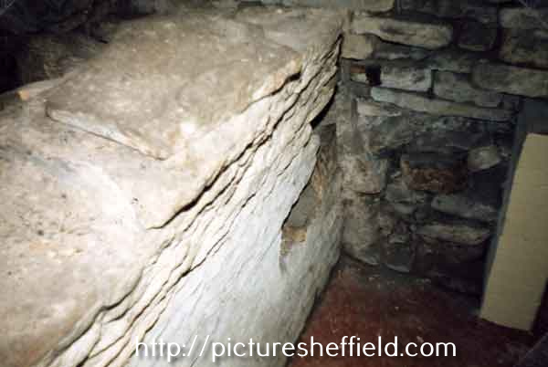 Remains of Sheffield Castle - close up of the wall of the vault