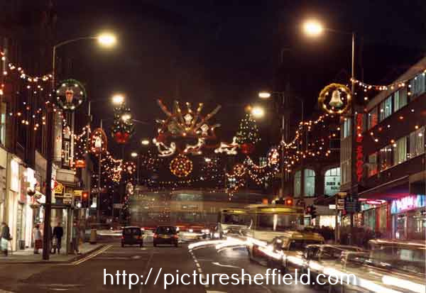 Christmas lights on Pinstone Street