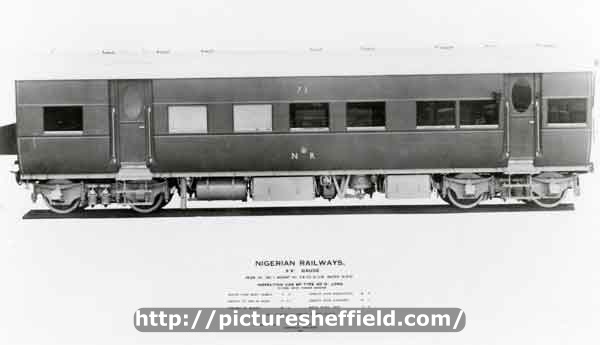 Nigerian Railways, inspection car B.P. type built by Cravens Ltd., Acres Hill Lane, Darnall 