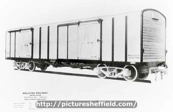 Malayan Railways, metre gauge bogie covered goods wagon built by Cravens Ltd., Acres Hill Lane, Darnall