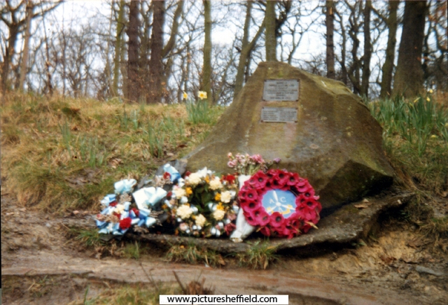 Stone and plaque in memory of Flying Fortress crew (Mi Amigo) which crashed in Endcliffe Park on 22 Feb 1944