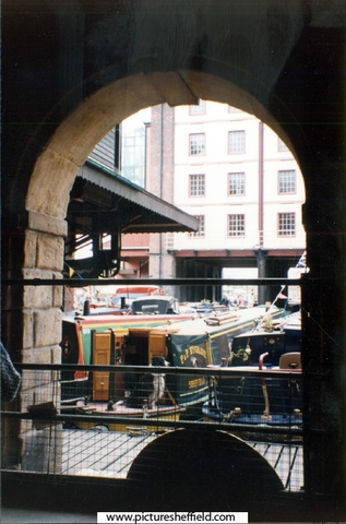 Victoria Quays Festival, 6/7/8 May 1995, official reopening of Canal Basin to public, Straddle Warehouse taken from Terminal Warehouse