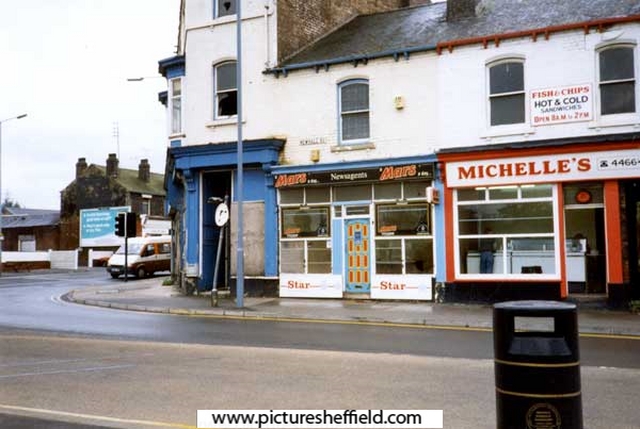 South Yorkshire Water Sports Centre, a newsagents and Michelle's, sandwiches, fish and chips, Newhall Road at junction with Attercliffe Road