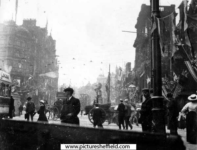 High Street decorated for the royal visit of King Edward VII and Queen Alexandra
