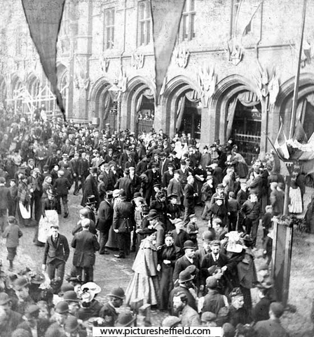 Queen Victoria visiting Sheffield at the old Corn Exchange building 